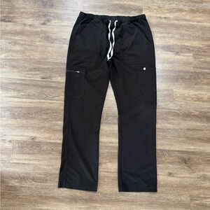 Figs Technical Collection Black Scrub Pants Drawstring Pockets